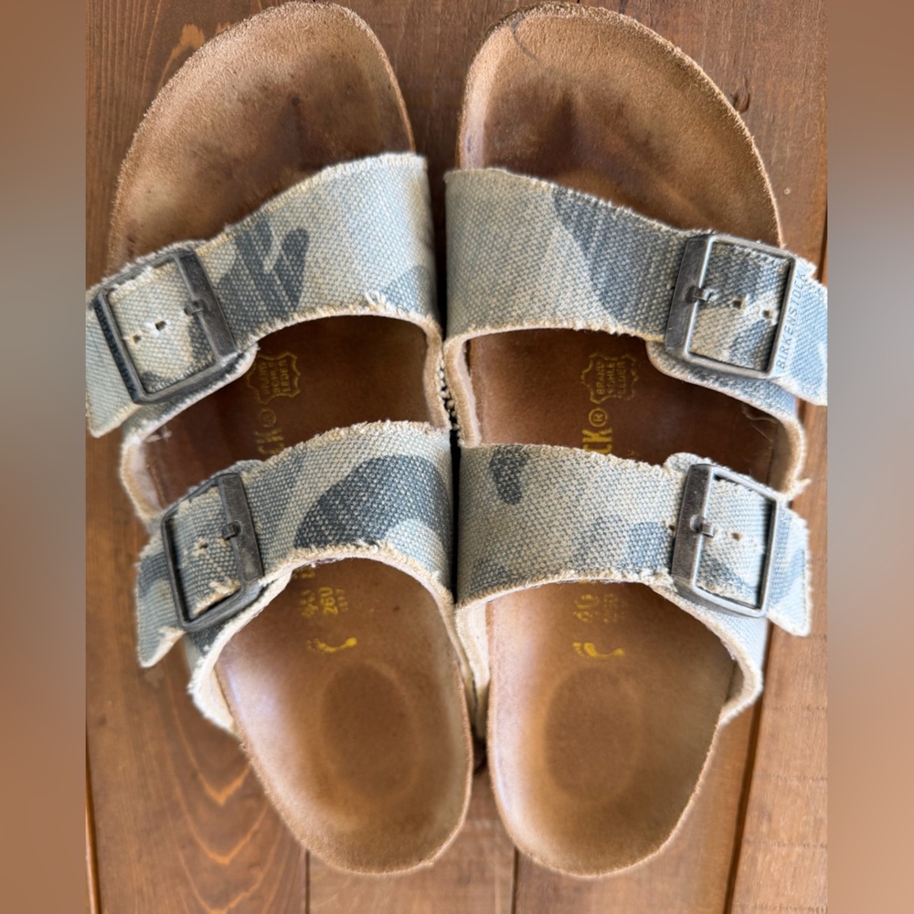 Birkenstock Camouflage Blue and Gray Sandals